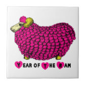 Funny Pink Ram Chinese Year Zodiac Tile Fliese (Vorderseite)