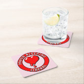 Funny Pink Red Bleeding Herz Liberaler Pop Kunst Rechteckiger Pappuntersetzer (Vor Ort)