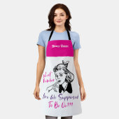 Funny Pink Retro Bunco Queen Monogram Schürze (Getragen)
