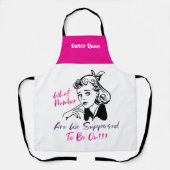 Funny Pink Retro Bunco Queen Monogram Schürze (Vorderseite)