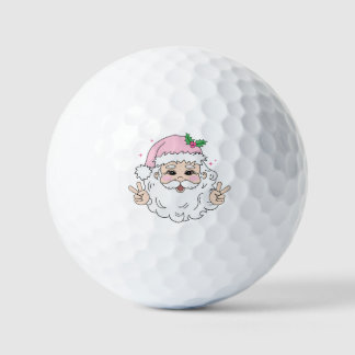 Funny Pink Santa Christmas Golfball