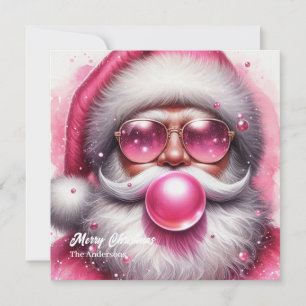 Funny pink Santa Claus blasen rosa Kaugummi Feiertagskarte