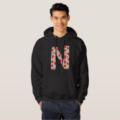 Funny Pink Strawberry Initial Monogram Letter N Gi Hoodie (Vorne ganz)