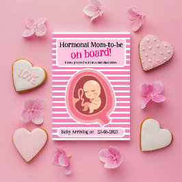 Funny Pink Stripes Pregnancy Announccard Einladung