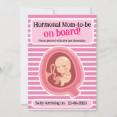 Funny Pink Stripes Pregnancy Announccard Einladung (Vorderseite)