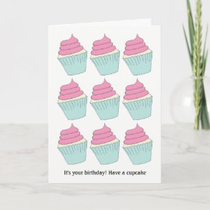 Funny Pink und Aqua Eat Cupcakes Geburtstagskarte Karte