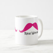 Funny Pink und Black Real Women Mustache Kaffeetasse (VorderseiteRechts)
