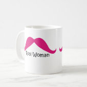 Funny Pink und Black Real Women Mustache Kaffeetasse (Vorderseite Links)