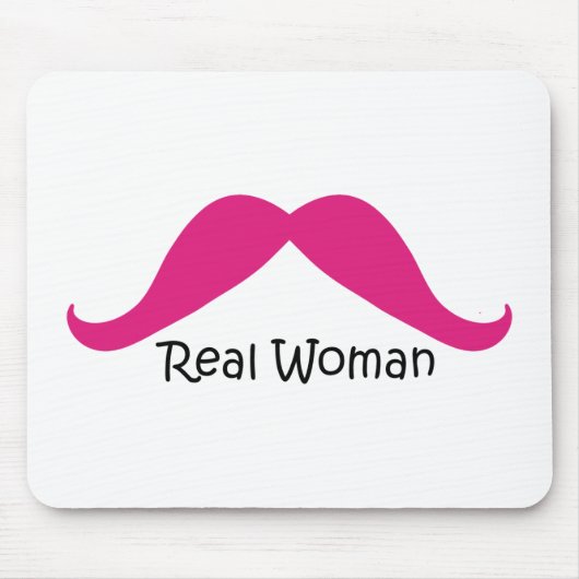 Funny Pink und Black Real Women Mustache Mousepad (Vorne)