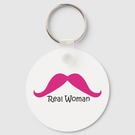 Funny Pink und Black Real Women Mustache Schlüsselanhänger (Vorderseite)