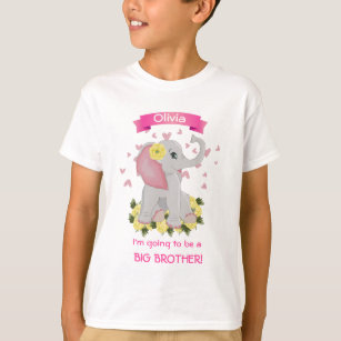 Funny pink und grau Elefant Floral Baby Dusche T-Shirt