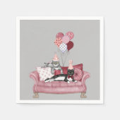Funny Pink und Grau Party Katzen Papier Napkin Serviette (Vorderseite)
