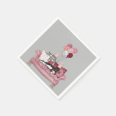 Funny Pink und Grau Party Katzen Papier Napkin Serviette (Ecke)