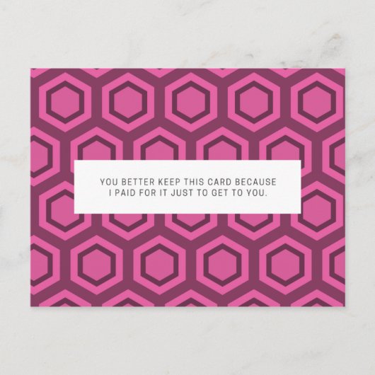 Funny Pink und Lila Gemustert Postkarte (Vorderseite)
