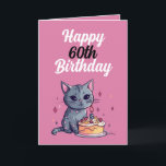 Funny Pink und White Cat Husband 60. Geburtstag Karte<br><div class="desc">Funny Pink und White Cat Husband 60. Geburtstag, ein lustiges und cooles Design für jeden, der eine einzigartige Geburtstagskarte für seinen Ehemann zum Geburtstag sucht. Das Design ist einfach und auffällig, es verfügt über eine niedliche Katze, die hinter einem Geburtstagskuchen sitzt, sowie bearbeitbare Textinformationen. Wenn Sie Probleme mit der Anpassung...</div>