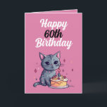 Funny Pink und White Cat Husband 60. Geburtstag Karte<br><div class="desc">Funny Pink und White Cat Husband 60. Geburtstag, ein lustiges und cooles Design für jeden, der eine einzigartige Geburtstagskarte für seinen Ehemann zum Geburtstag sucht. Das Design ist einfach und auffällig, es verfügt über eine niedliche Katze, die hinter einem Geburtstagskuchen sitzt, sowie bearbeitbare Textinformationen. Wenn Sie Probleme mit der Anpassung...</div>