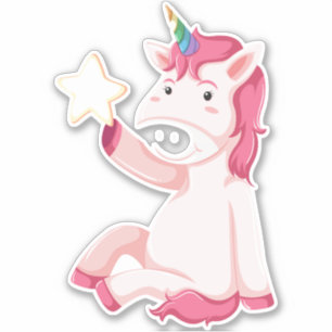 Funny Pink Unicorn Aufkleber