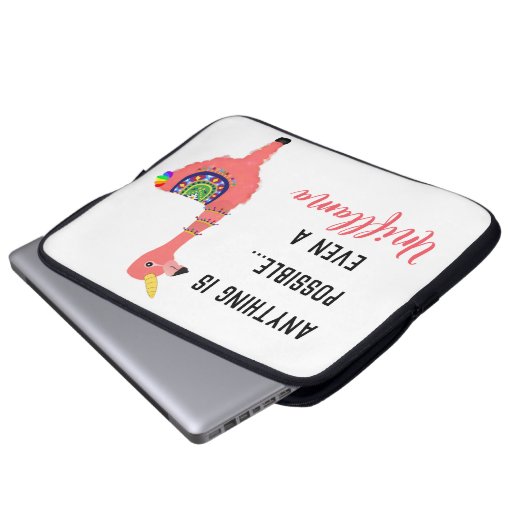 Funny Pink Unicorn Flamingo Llama Inspirierend Zit Laptopschutzhülle (Vorne Knopf)