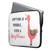 Funny Pink Unicorn Flamingo Llama Inspirierend Zit Laptopschutzhülle (Vorderseite Links)