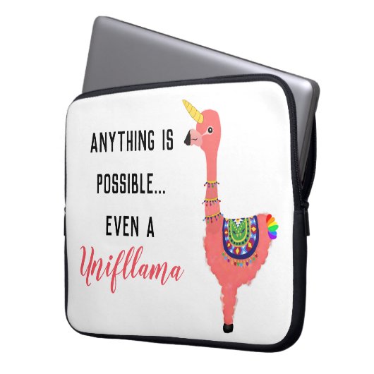 Funny Pink Unicorn Flamingo Llama Inspirierend Zit Laptopschutzhülle (Vorderseite Links)