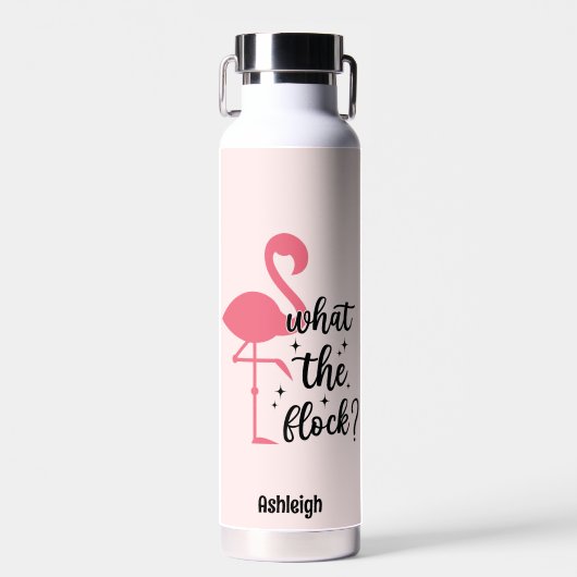 Funny Pink Was Flamingo Personalisiert macht Trinkflasche (Vorne)