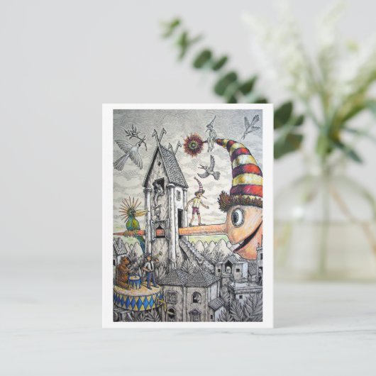 Funny Pinocchio Postkarte (Stehend Vorderseite)