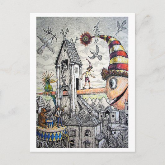 Funny Pinocchio Postkarte (Vorderseite)