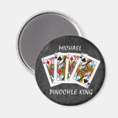 Funny Pinochle King auf schwarz Magnet (Vorderseite/Rückseite)