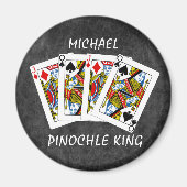 Funny Pinochle King auf schwarz Magnet (Vorne)