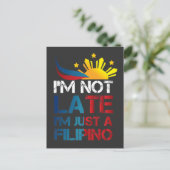Funny Pinoy Jokes Punctuality Philippines Filipino Postkarte (Stehend Vorderseite)