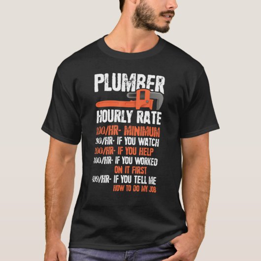 Funny Pipefitter Charges Chart Plumber Hourly Rate T-Shirt (Vorderseite)