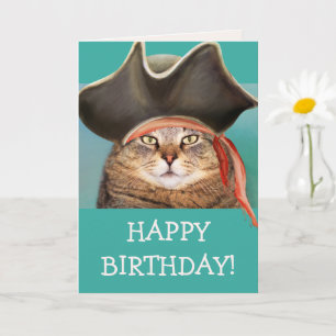 Funny Pirate Cat Birthday Karte