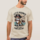 Funny Pirate Cat Lassen Sie uns reden wie ein Purr T-Shirt (Vorderseite)
