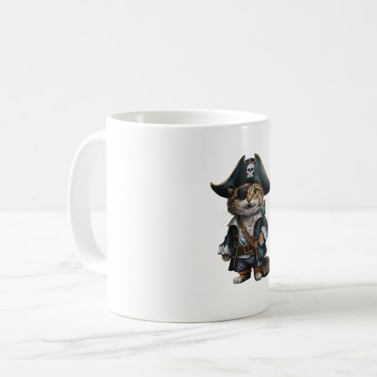 Funny Pirate Cat mit Parrot Kaffeetasse (Vorderseite Links)