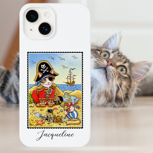 Funny Pirate Cat Mouse Individuelle Name Case-Mate iPhone 14 Hülle