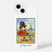 Funny Pirate Cat Mouse Individuelle Name Case-Mate iPhone Hülle (Rückseite)