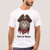 Funny Pirate Cat Shirt - Meow oder Niemals (Vorderseite)
