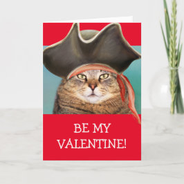 Funny Pirate Cat Valentinstag Feiertagskarte