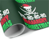 Funny Pirate Christmas Yo Ho Ho Ho Ho Green Holida Geschenkpapier (Rolleneckpunkt)