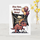 Funny Pirate Dinosaur Bitthday Karte (Gelbe Blume)