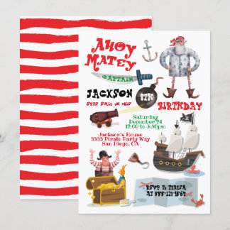 Funny Pirate Geburtstagsparty Einladung