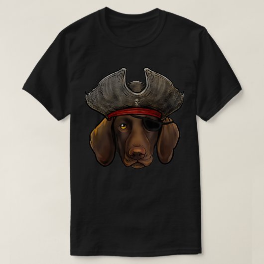 Funny Pirate German Kurzhaar Pointer Dog T-Shirt (Design vorne)