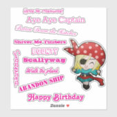 Funny Pirate Girl Slogan Sticker (Blatt)