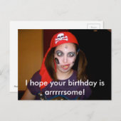 Funny Pirate Happy Birthday Postcard, Postcross Postkarte (Vorne/Hinten)