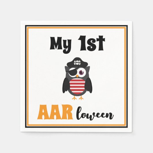Funny Pirate Mein 1. Halloween Trick oder Treat Ba Serviette (Vorderseite)