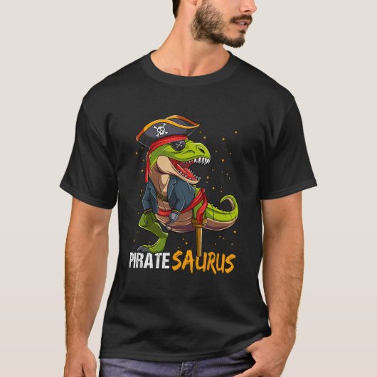 Funny Pirate Saurus Dinosaur T Rex Halloween Costu T-Shirt (Vorderseite)