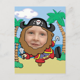 Funny Pirate schneidet Gesichtsevorlage aus Postkarte
