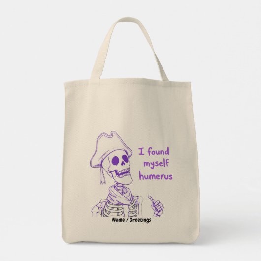  Funny Pirate Skeleton Humerus Bone Pun Art Tragetasche (Rückseite)