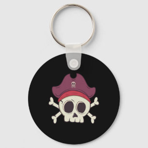 Funny Pirate Skull Cartoon Halloween Schlüsselanhänger
