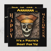 Funny Pirate Skull Halloween-Party Einladung (Vorne/Hinten)